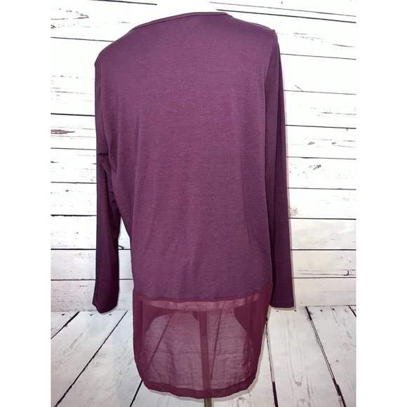Soft Surroundings Touch of Sheer Tunic Top size Large Shirt 2CM00 Purple Blouse - Picture 2 of 8
